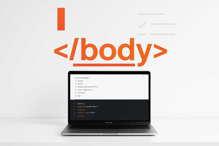 Laptop code editor highlighting "</body>" in #de520c, suggesting where to paste a live chat widget script