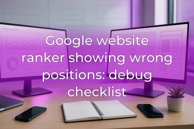 Modern SEO workspace with dual monitors, blank whiteboard, and subtle purple accent lighting, clean center space