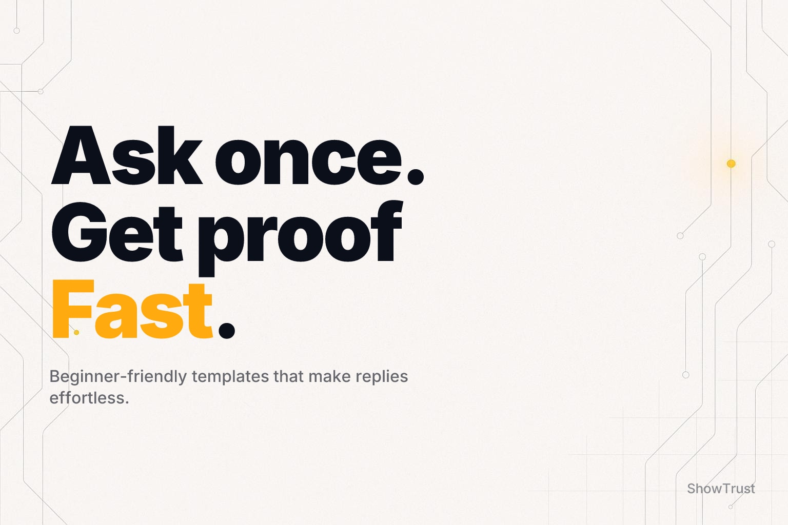 Off-white tech background with subtle line-and-node geometry along the left and right edges, clean center space.