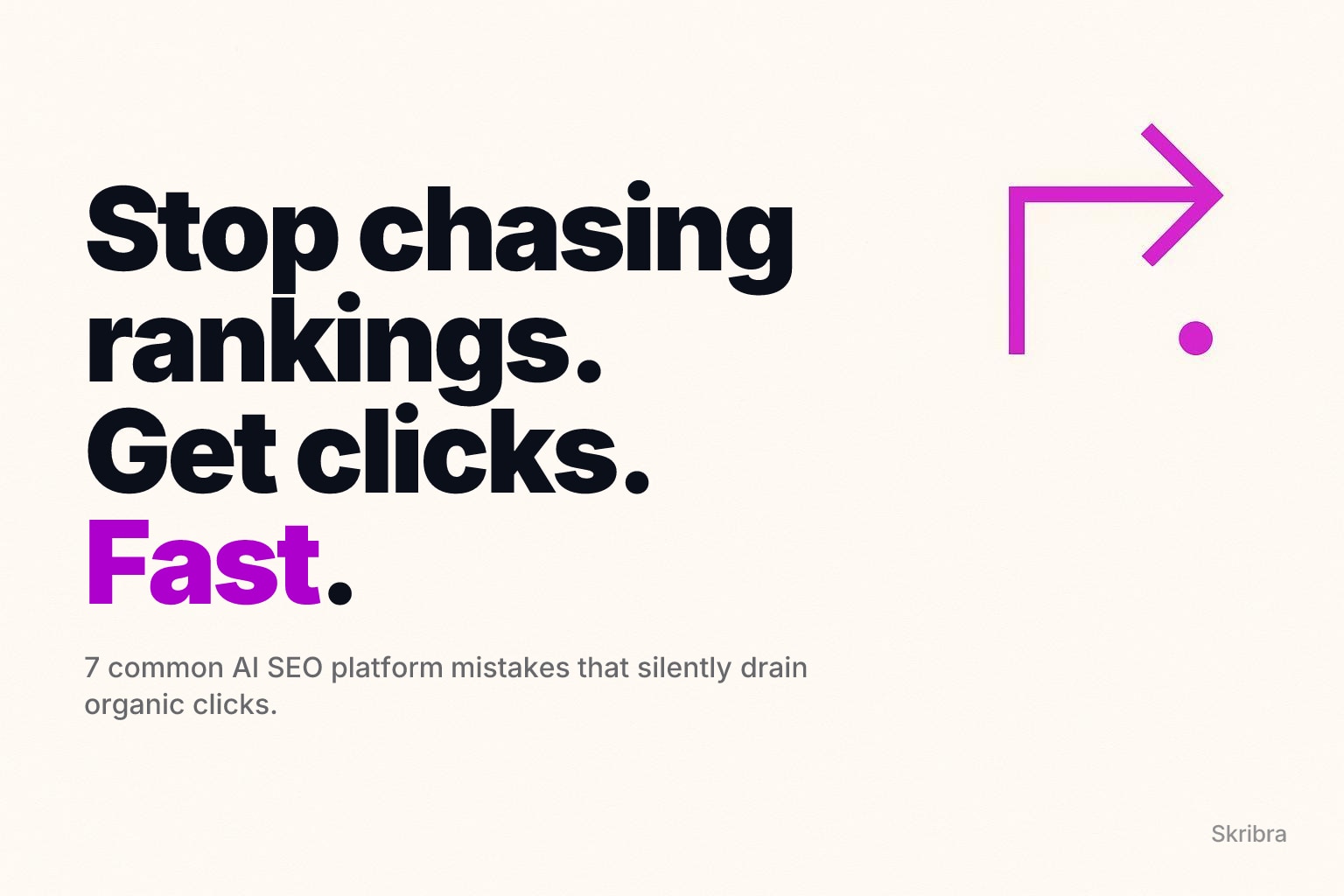 Cream minimal editorial background with a small magenta line-and-dot accent on the far right edge.