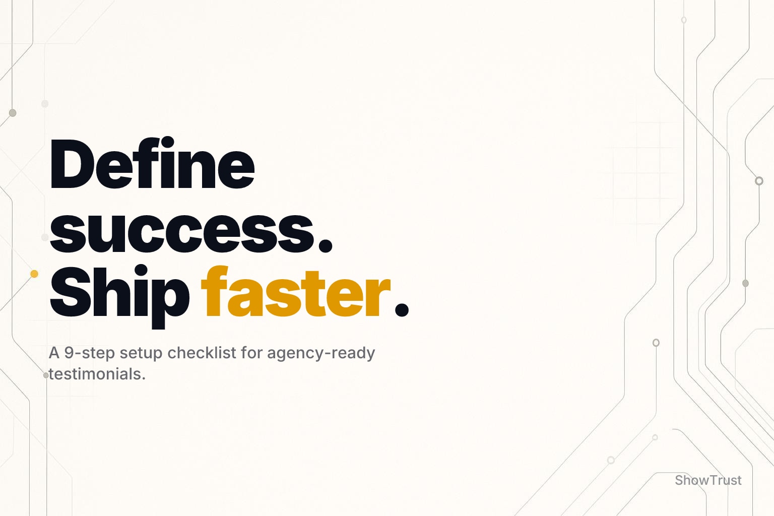 Off-white tech background with subtle network line patterns on left and right edges, clean center space.