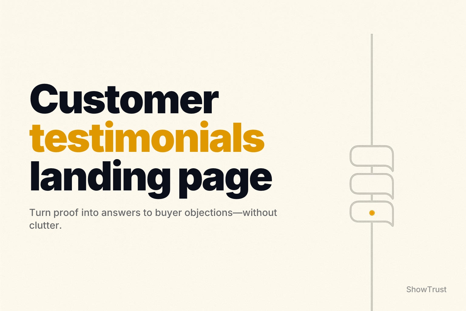 Warm off-white minimal background with a thin right-edge quote-tile motif and a small orange accent mark.