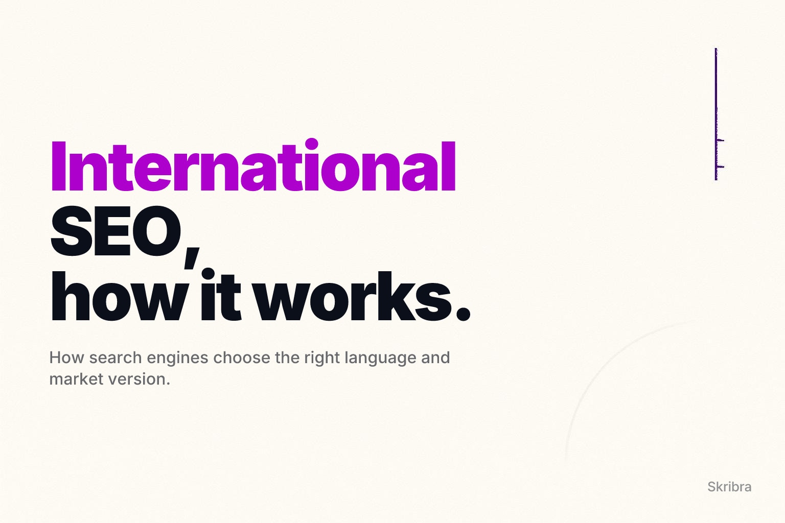 Off-white minimal poster with a small magenta routing line at the right edge and ample empty space.