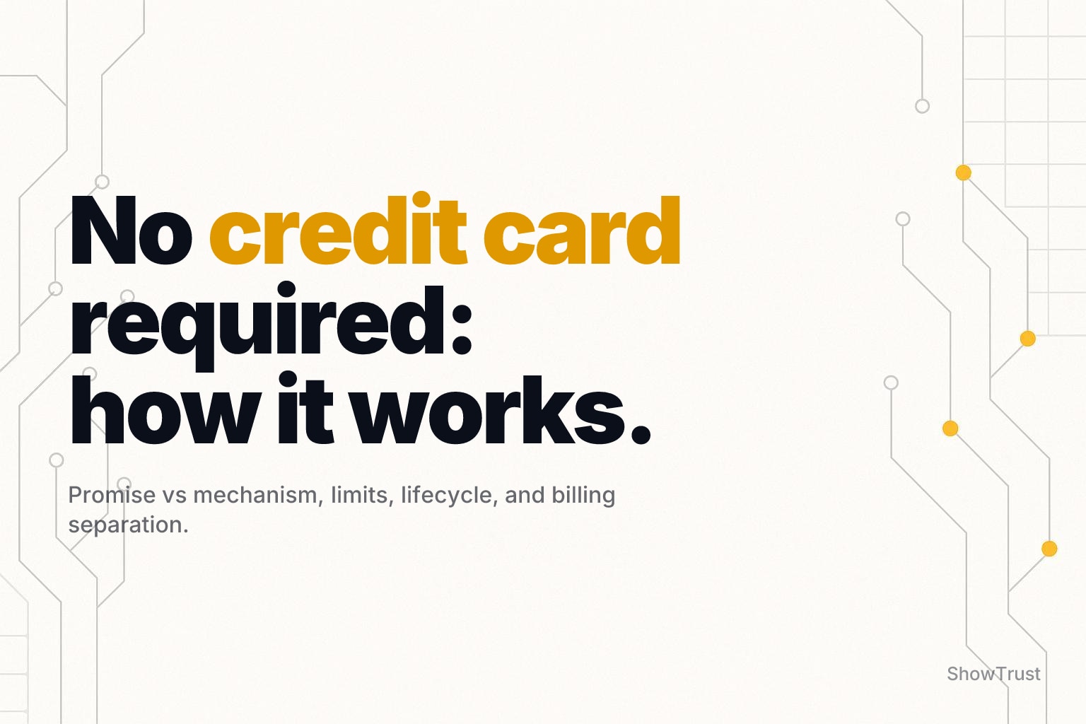 Off-white tech background with subtle line-and-node geometry on left and right edges, clean center.