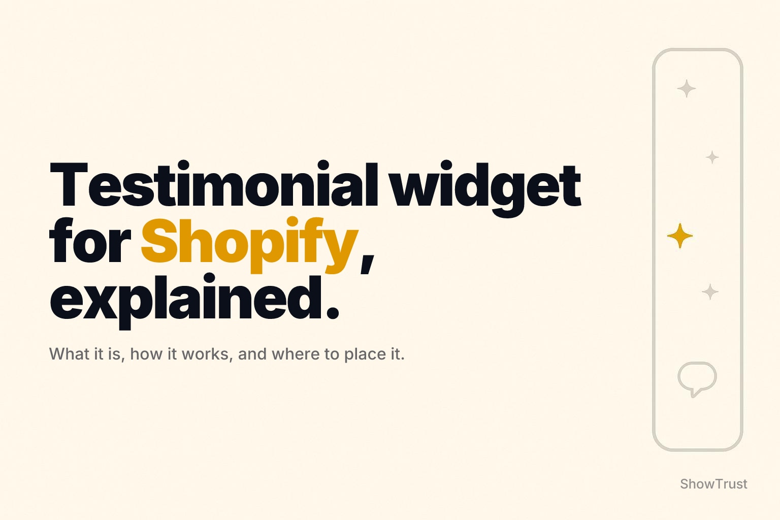 Cream minimal background with a small right-edge quote-and-star icon motif and ample empty space.
