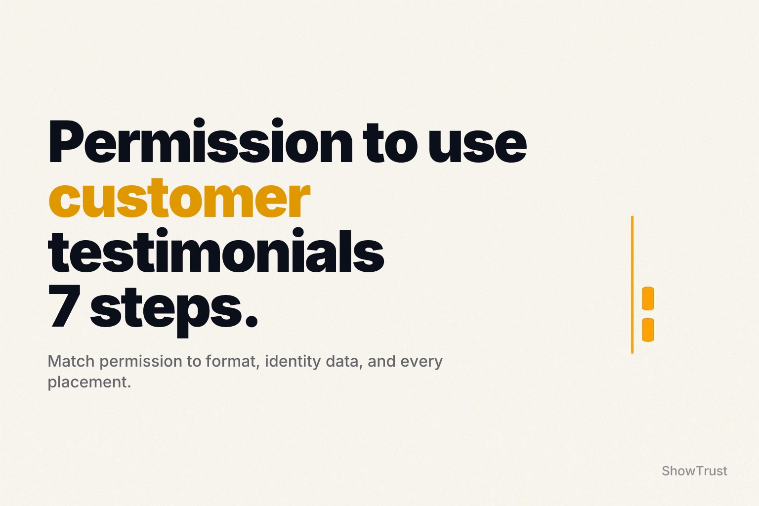 Cream minimal editorial background with a small orange geometric accent on the far right edge.